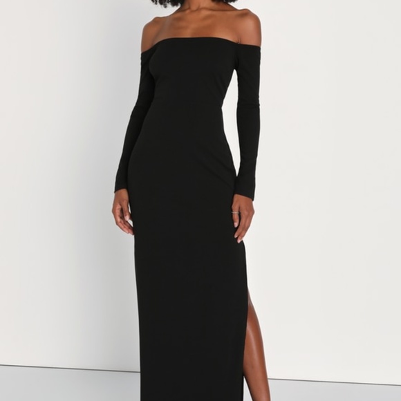 Lulus Stunning Excellence Black Off-the-shoulder Maxi Dress - Size S - Picture 1 of 1